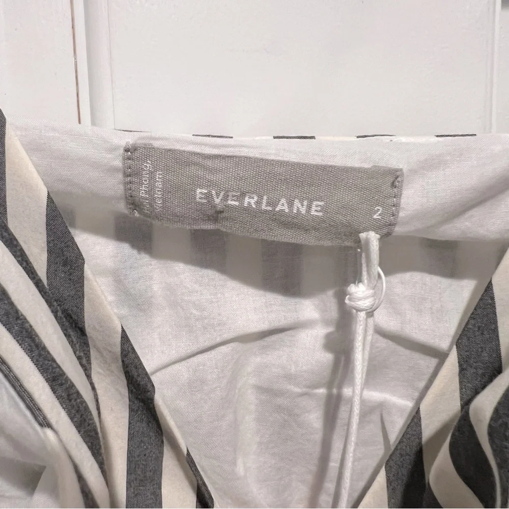 Everlane NWT The Poplin Slip Dress Bone / Black Stripe Size 2 - Picture 7 of 7